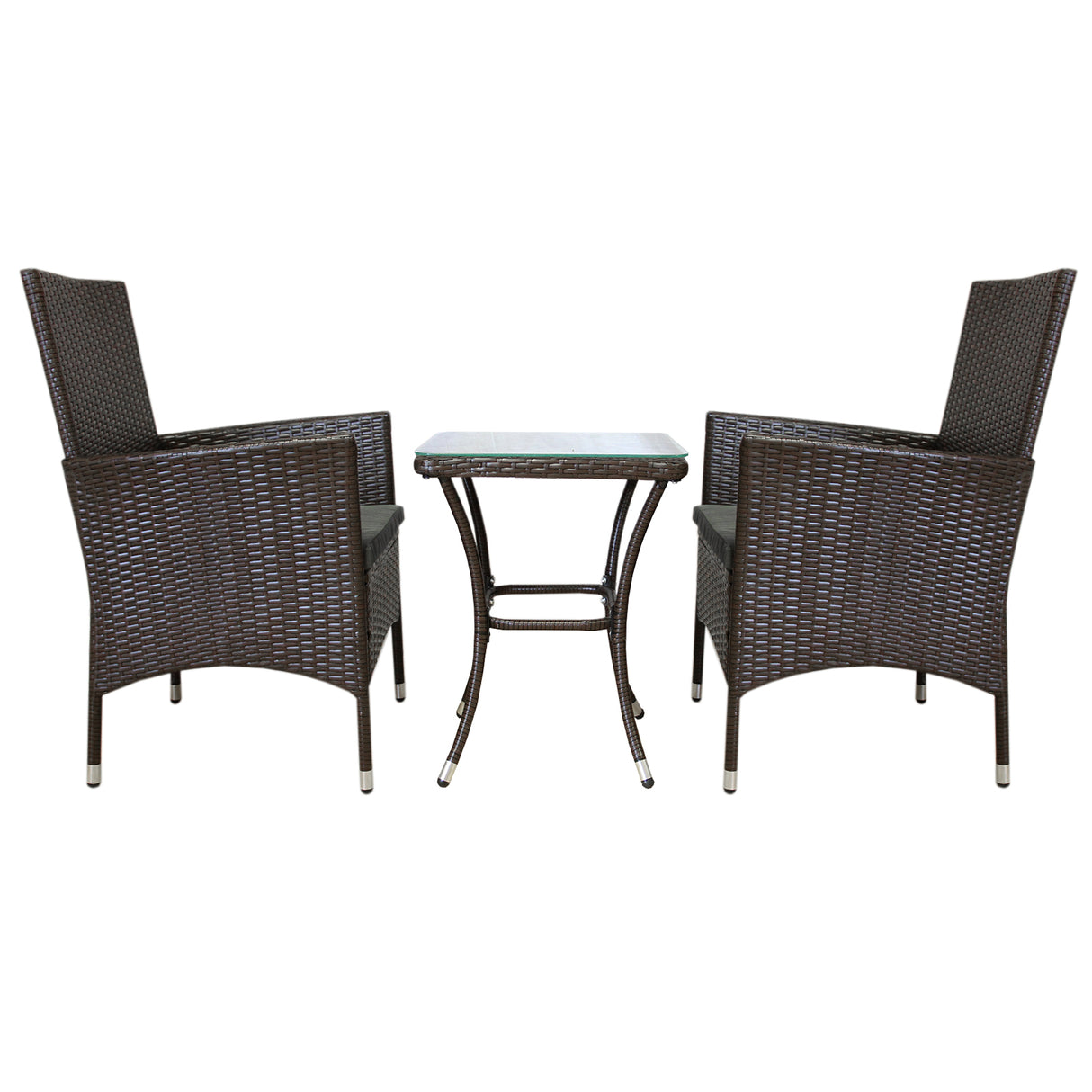 Bistro Set Ratán 3 Piezas Silla de Jardín al Aire Libre Mesa Patio Comedor Balcón Marrón