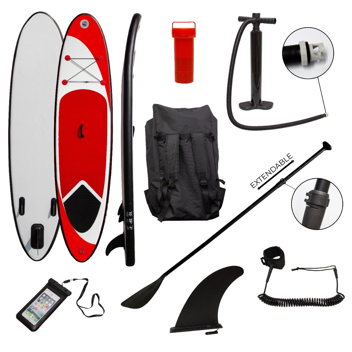 Tabla de Paddle Surf Hinchable Rojo 307 x 72 x 11cm