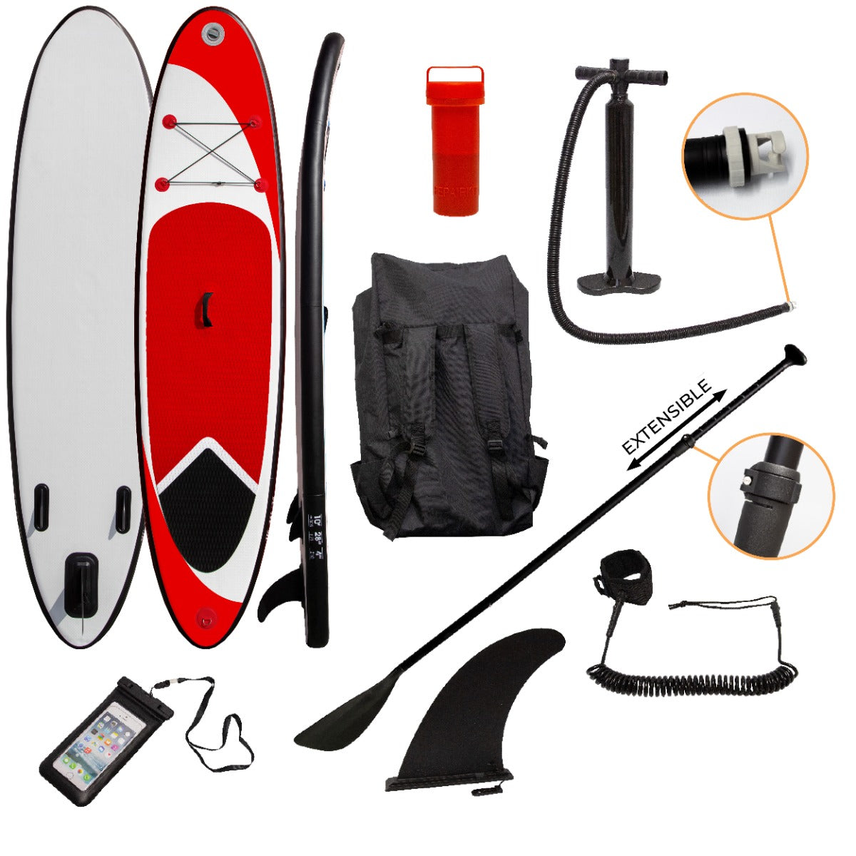 Tabla de Paddle Surf Hinchable Rojo 307 x 72 x 11cm