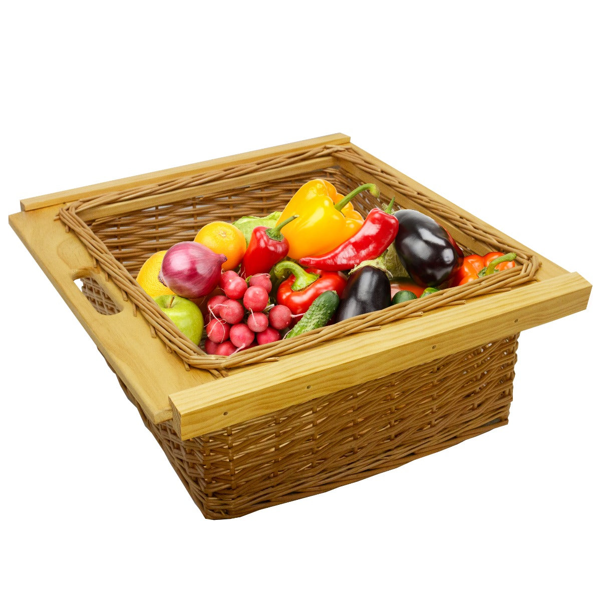 Tire Cestas Mimbre de Madera de Pino Maciza de 600mm x3