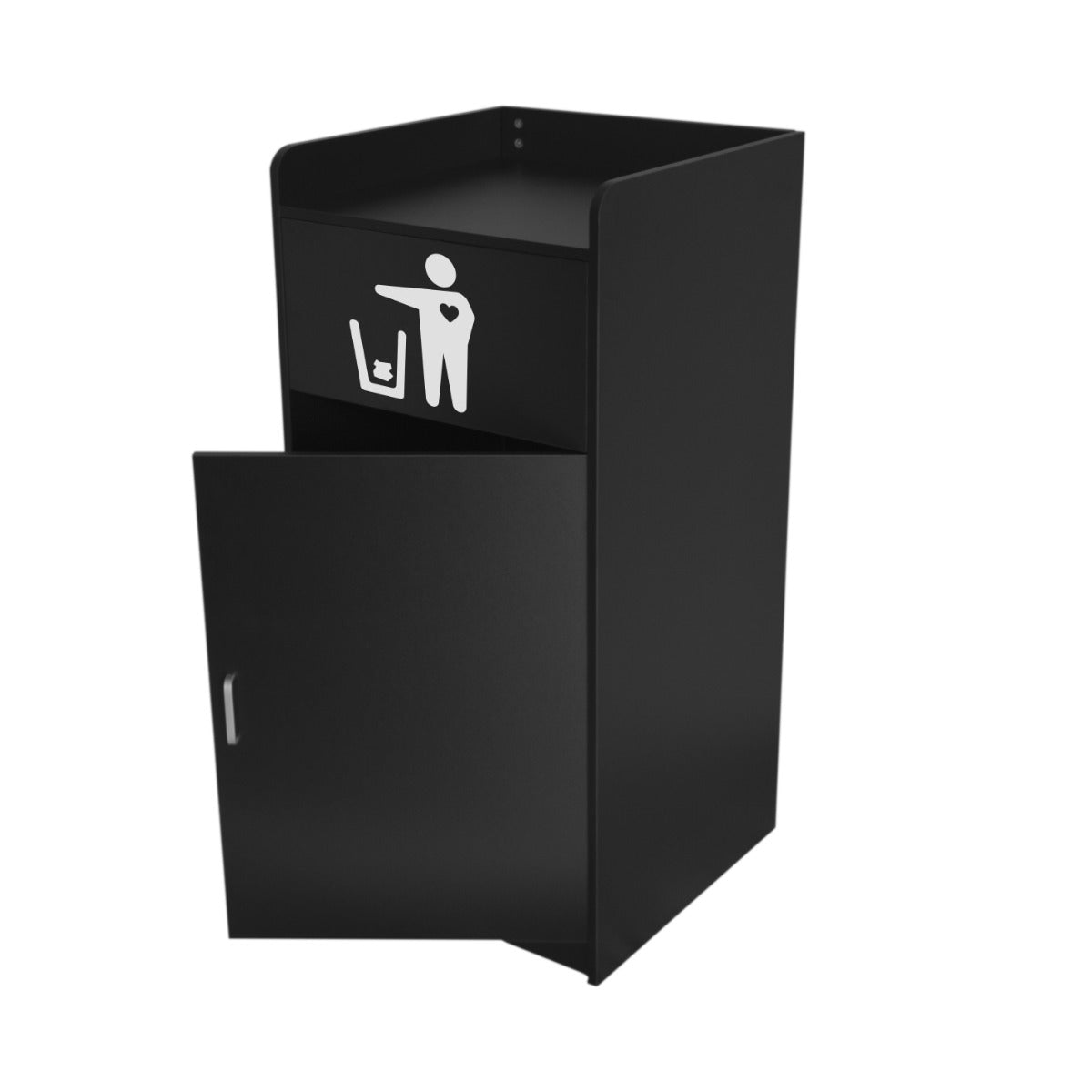 Papelera de Madera Negra y Soporte de Bandeja