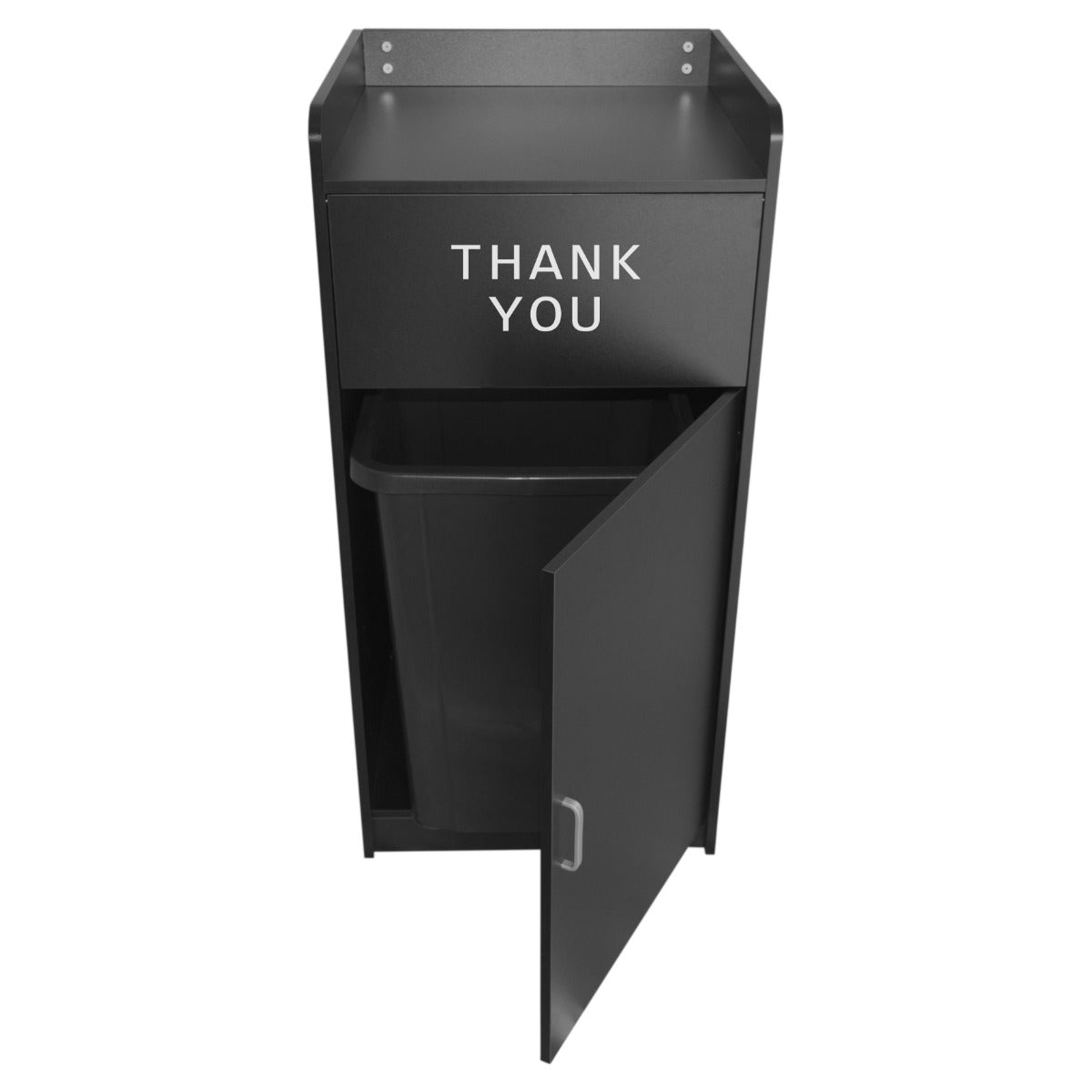 Papelera de Madera Negra y Soporte de Bandeja