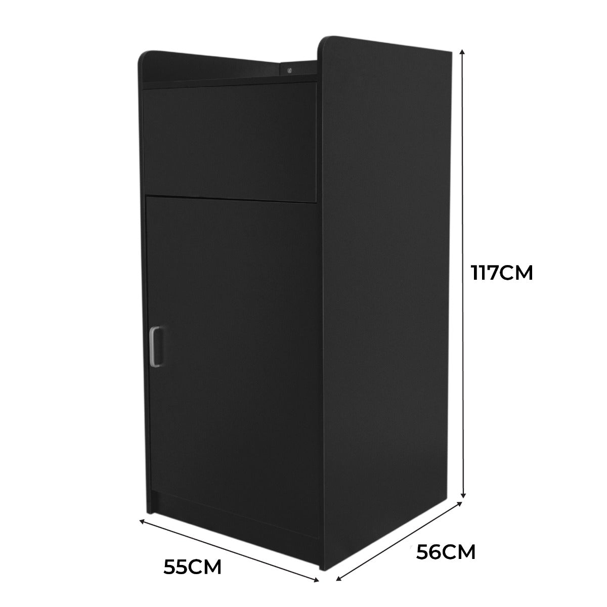 Papelera de Madera Negra y Soporte de Bandeja