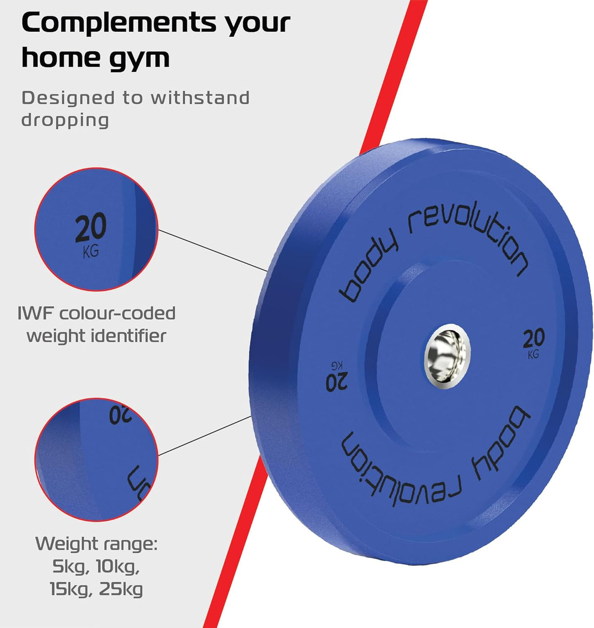 Juego de 2 Discos Bumper Olímpicos de 5kg Body Revolution - Azul