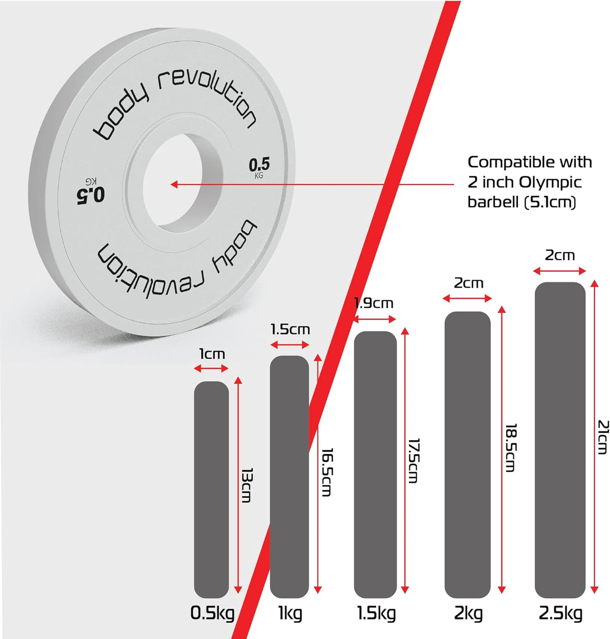 2x Discos para pesas de 0,5 kg