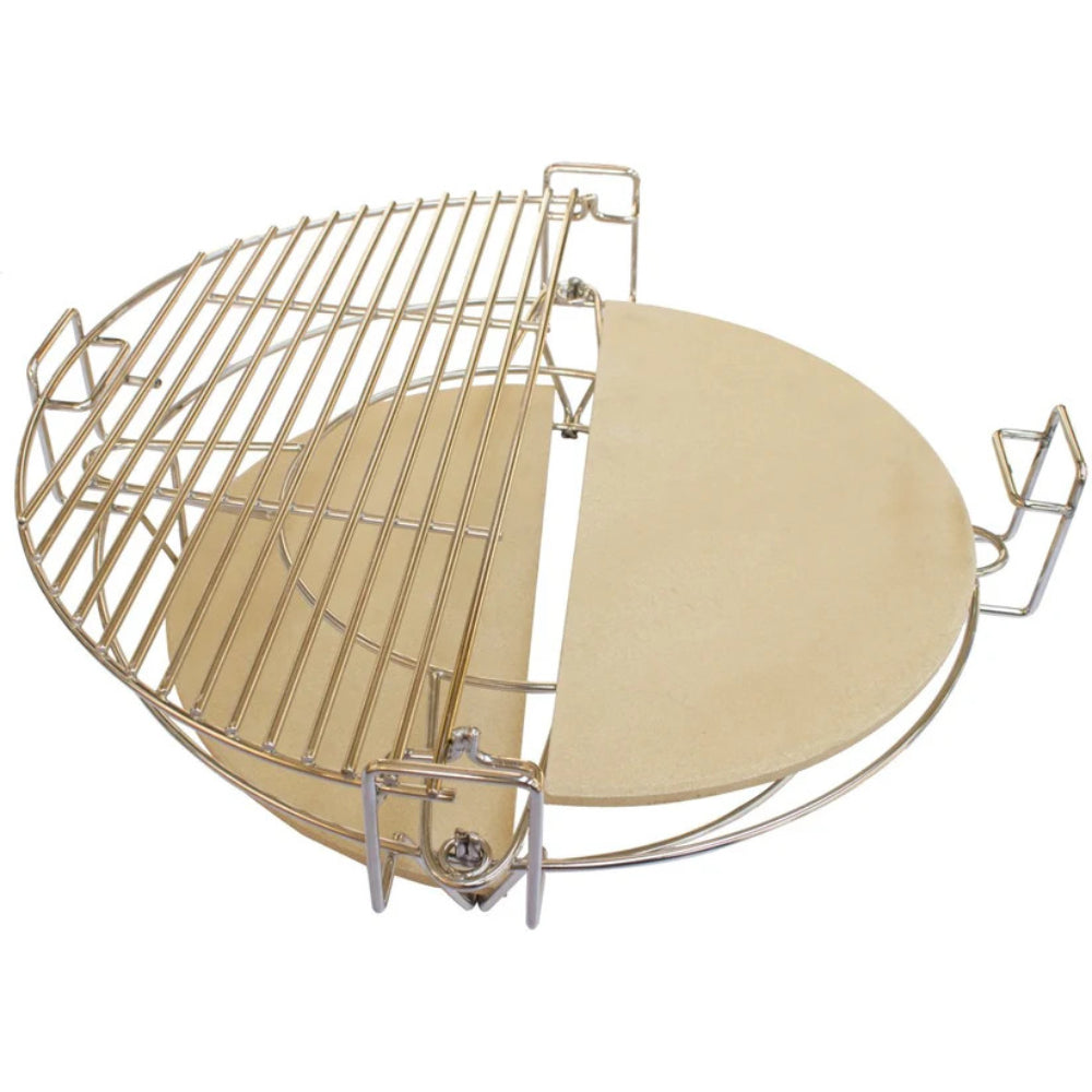 Parrilla multinivel de acero inoxidable y cerámica, diseño redondo de 53,3 cm, ideal para asar y cocinar en barbacoas Kamado