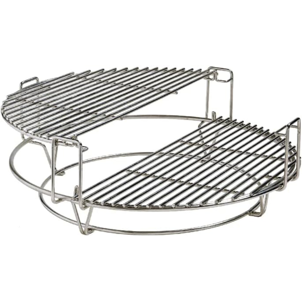 Parrilla multinivel de acero inoxidable para barbacoa Kamado, con dos niveles de rejillas y diseño circular de 53,3 cm de diámetro