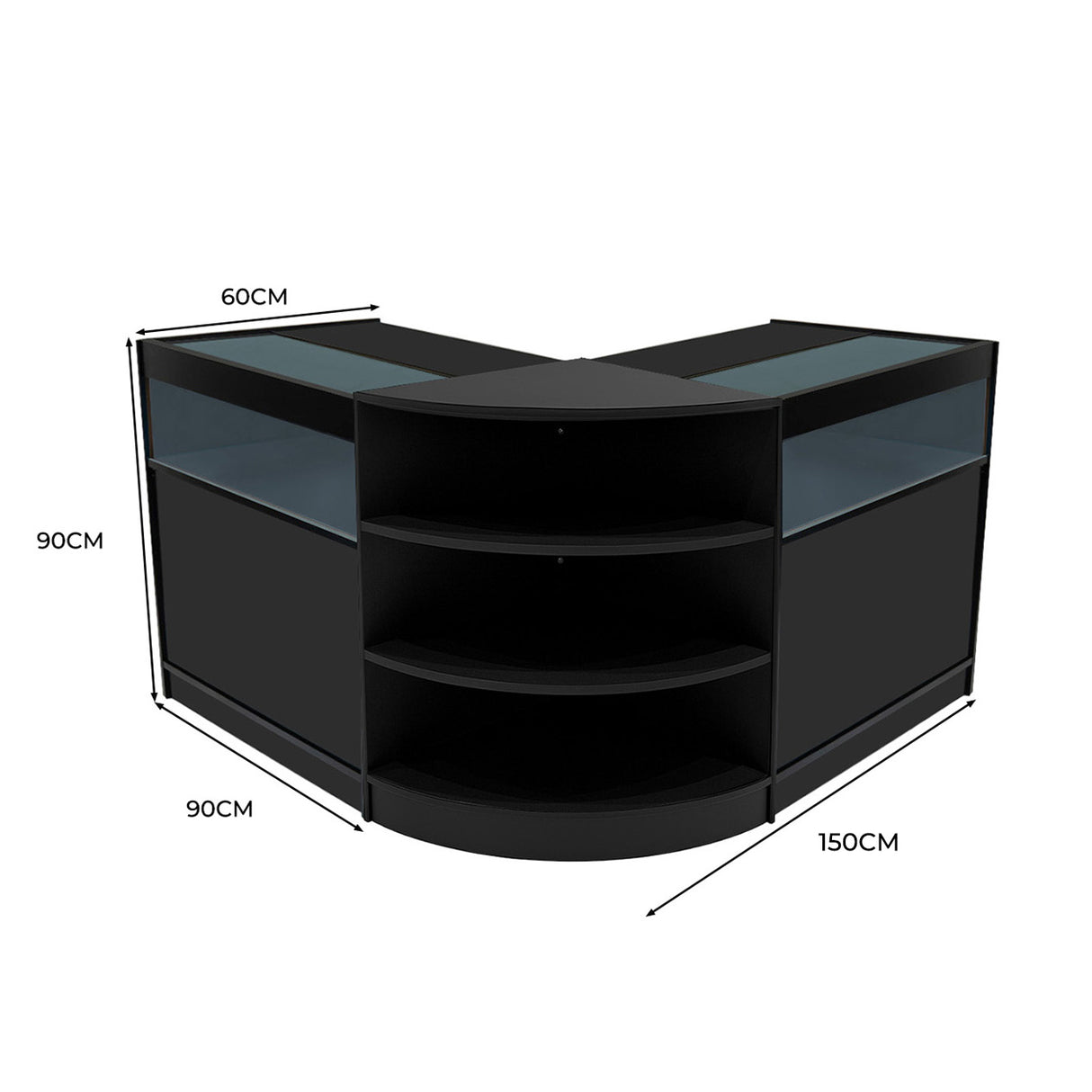 Set Mostradores Comerciales con Luz LED "THESEUS" LM60+ 2x B900 – Negro