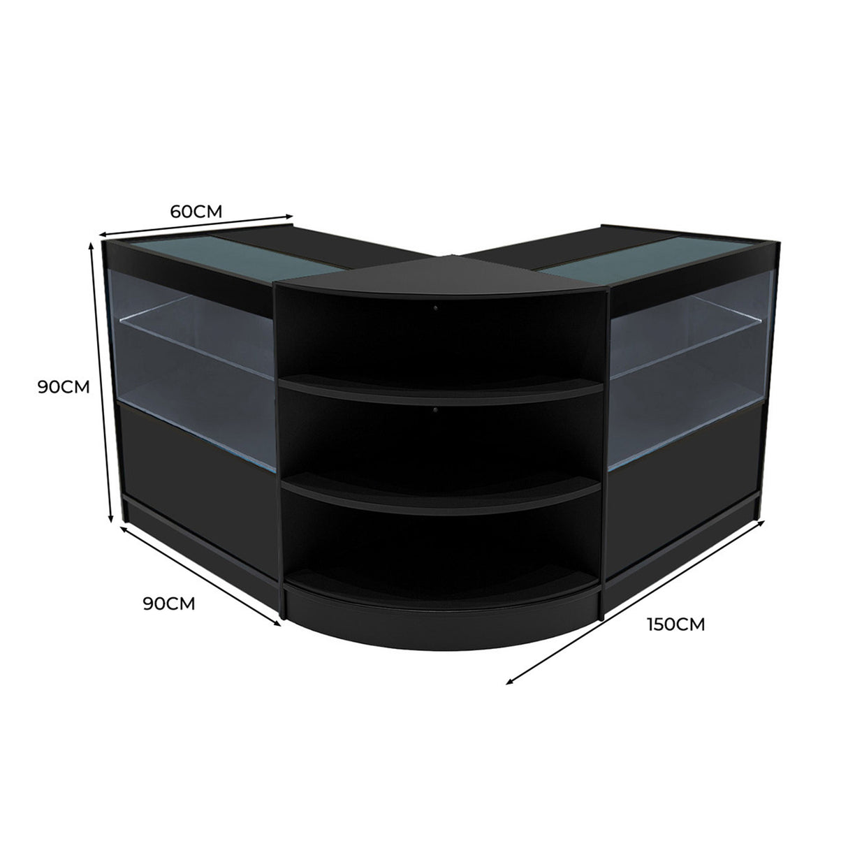 Set Mostradores Comerciales con Luz LED "ANDROMEDA" LM60+ 2x C900 – Negro