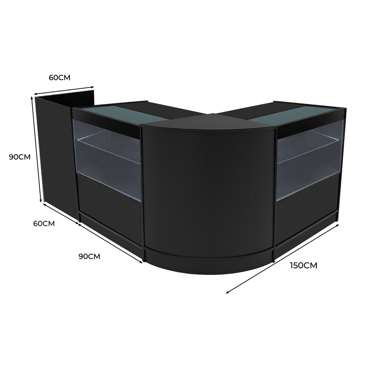 Set Mostradores Comerciales con Luz LED "PHOENIX" CM60 + 2xC900 + TB60 – Negro