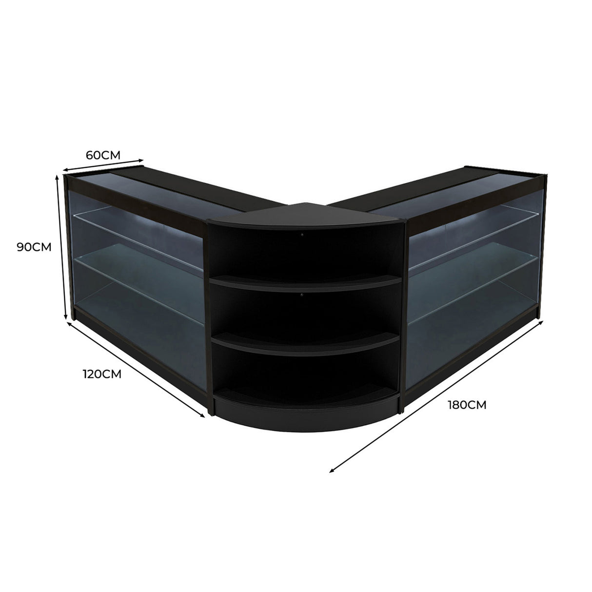 Set Mostradores Comerciales con Luz LED "APOLLO" LM60+ 2x K1200 – Negro