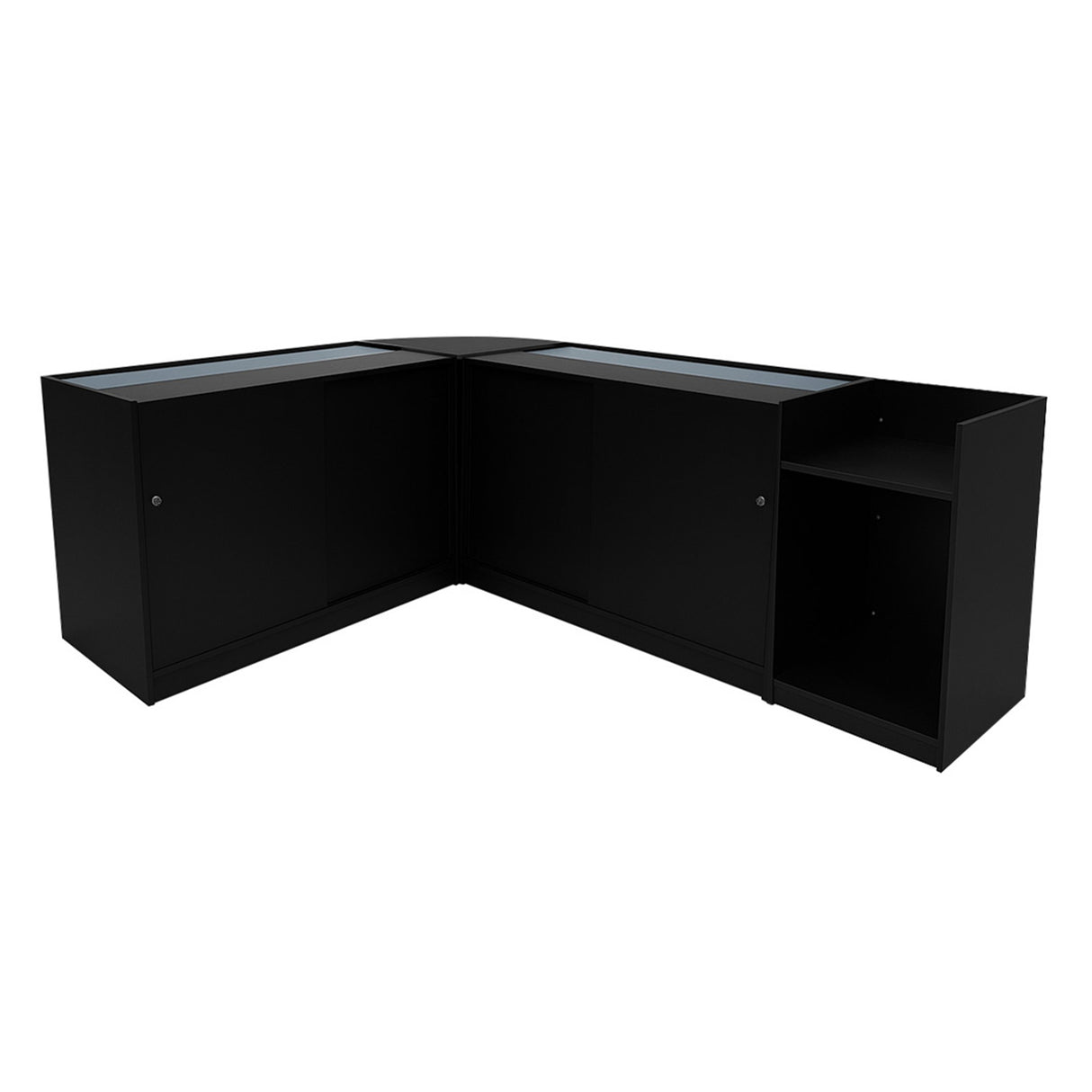 Set Mostradores Comerciales con Luz LED "EUROPA" LM60 + B1200 + C1200 + TB60 – Negro