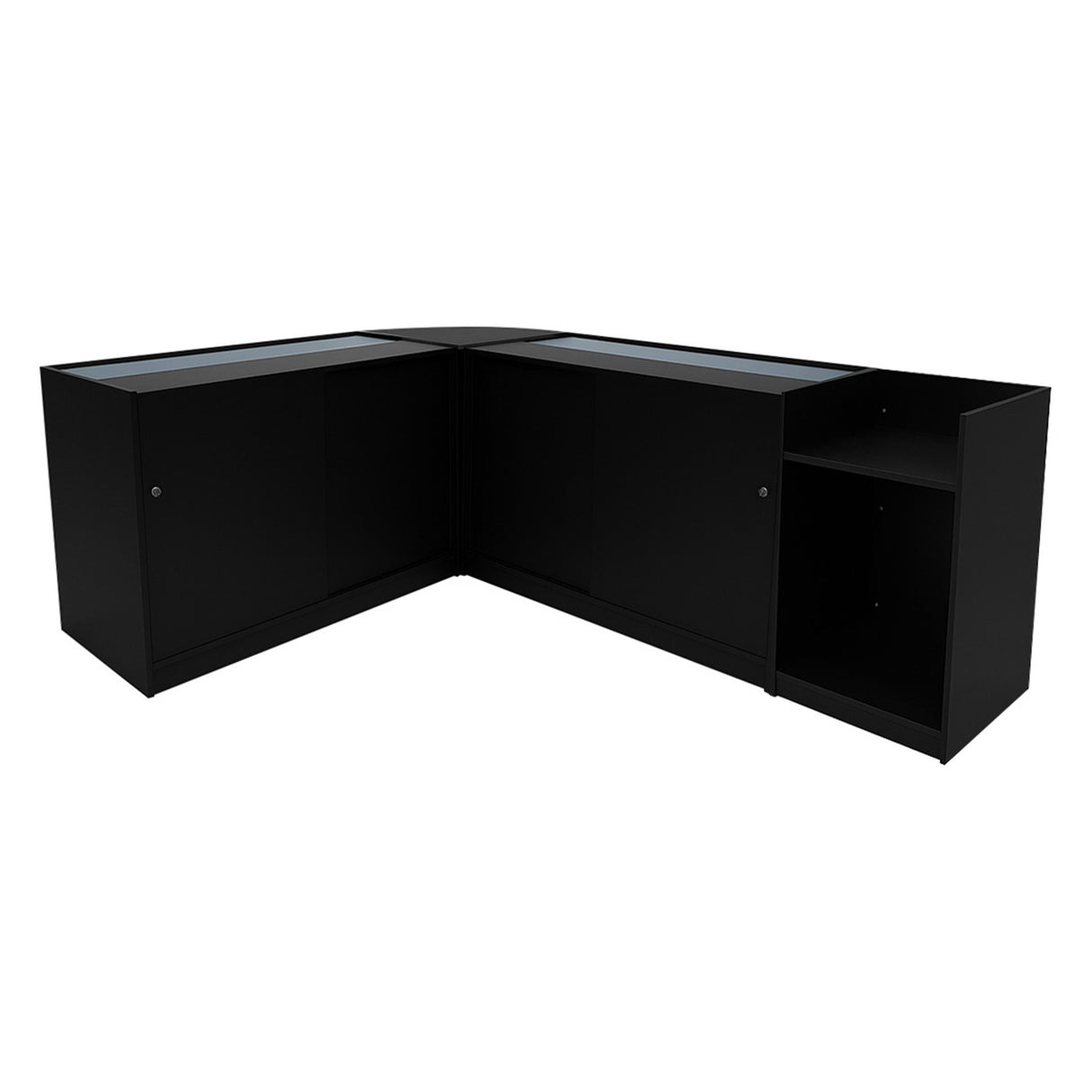 Set Mostradores Comerciales con Luz LED "HYPERION" LM60 + B1200 + K1200 + TB60 – Negro