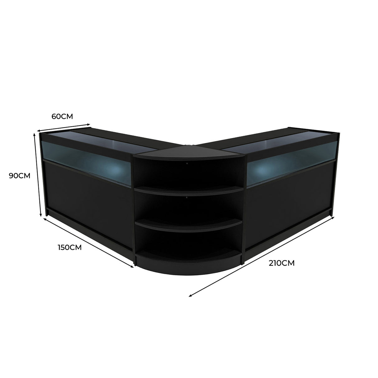 Set Mostradores Comerciales con Luz LED "THESEUS" LM60+ 2x B1500 – Negro
