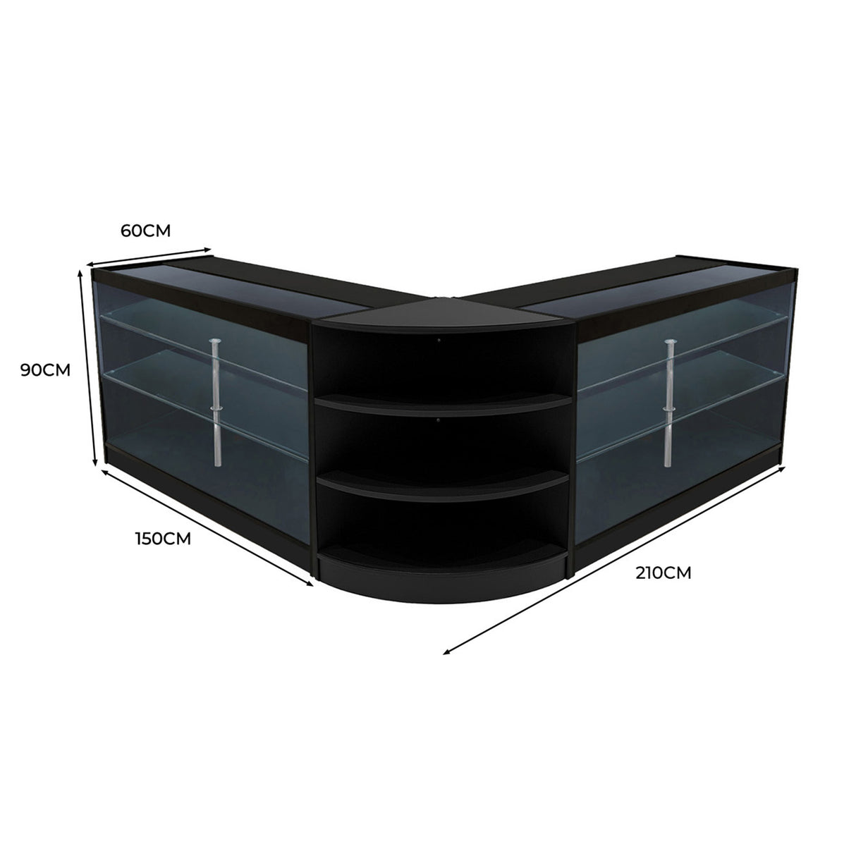 Set Mostradores Comerciales con Luz LED "APOLLO" LM60+ 2x K1500 – Negro