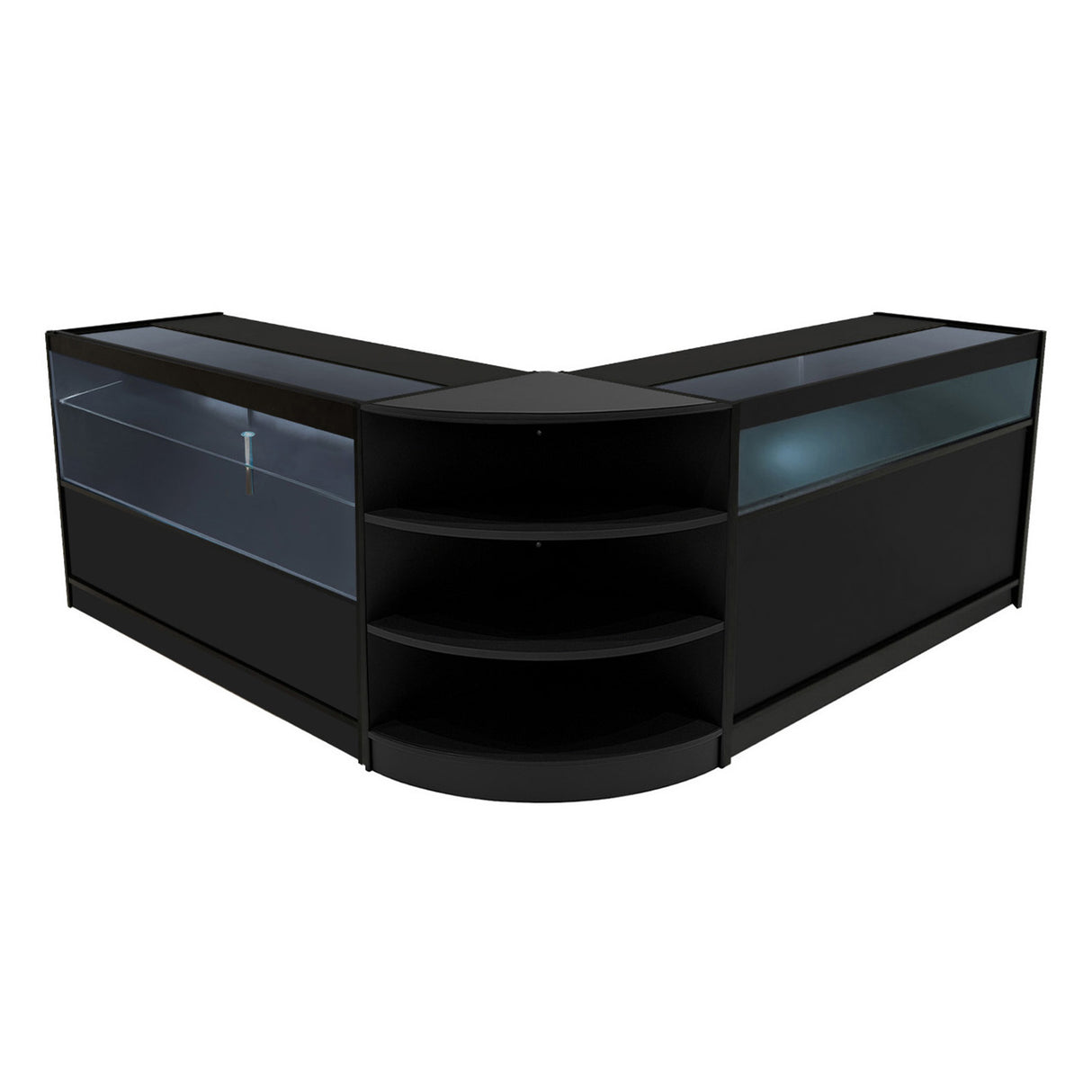 Set Mostradores Comerciales con Luz LED "HARMONIA" LM60 + B1500 + C1500 – Negro