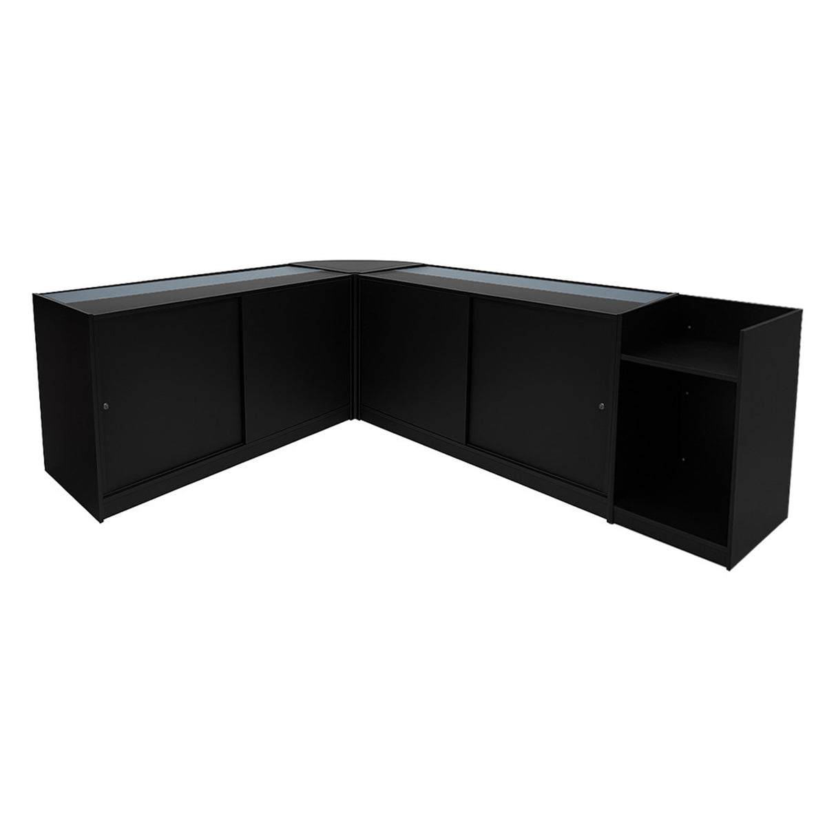 Set Mostradores Comerciales con Luz LED "POLARIS" CM60 + B1500 + K1500 + TB60 – Negro