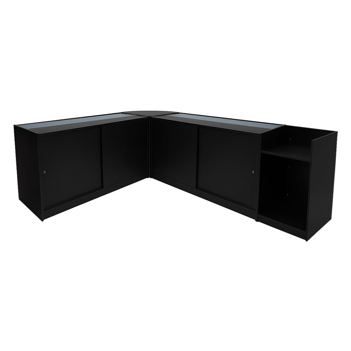 Set Mostradores Comerciales con Luz LED "HYPERION" LM60 + B1500 + K1500 + TB60 – Negro