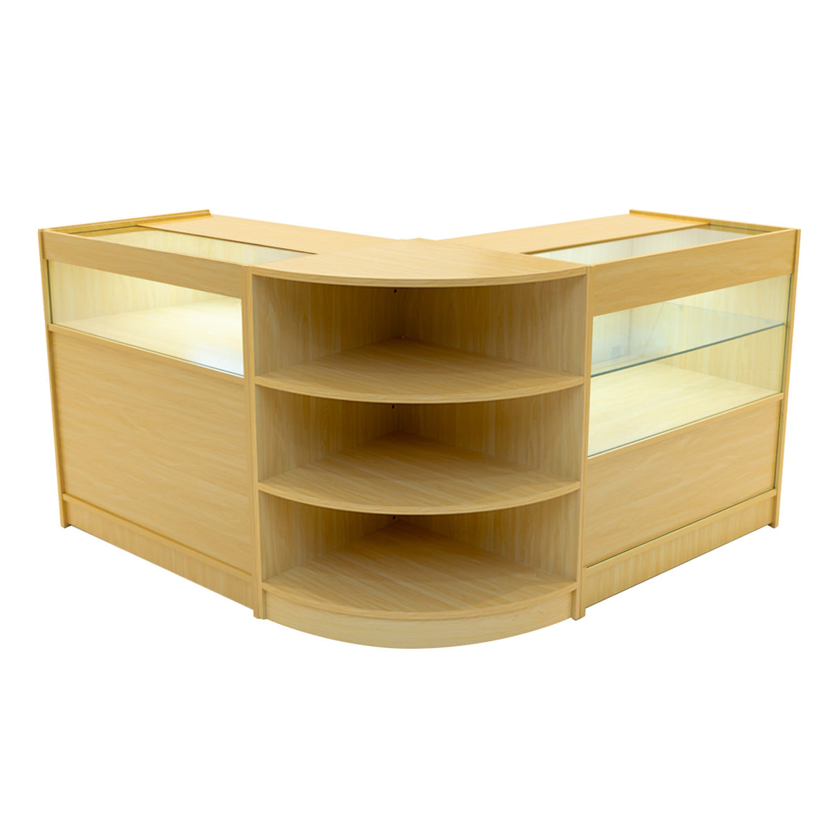 Set Mostradores Comerciales con Luz LED "HARMONIA" LM60 + B900 + C900 – color Arce