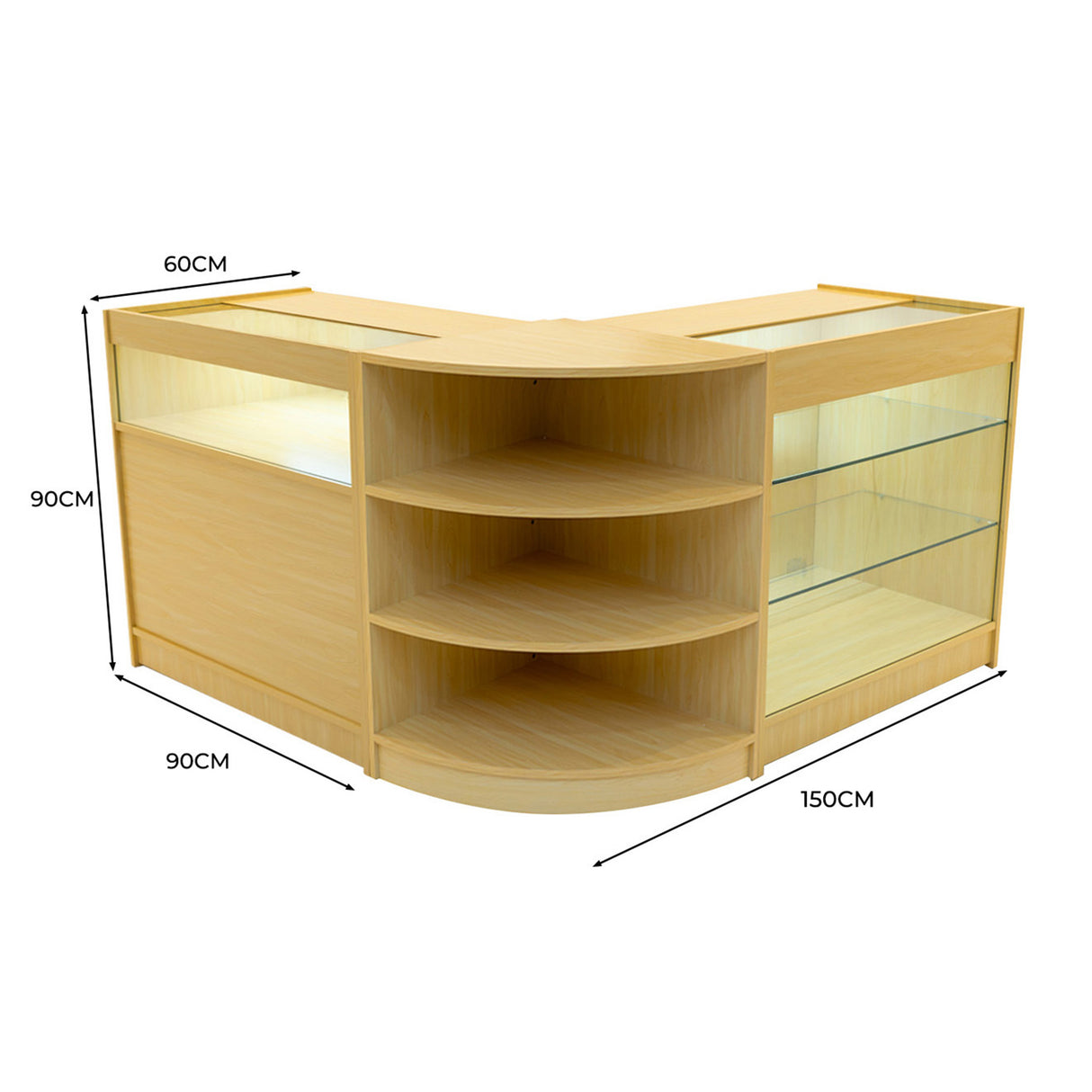 Set Mostradores Comerciales con Luz LED "DEMETER" LM60 + K900 + B900 – Arce