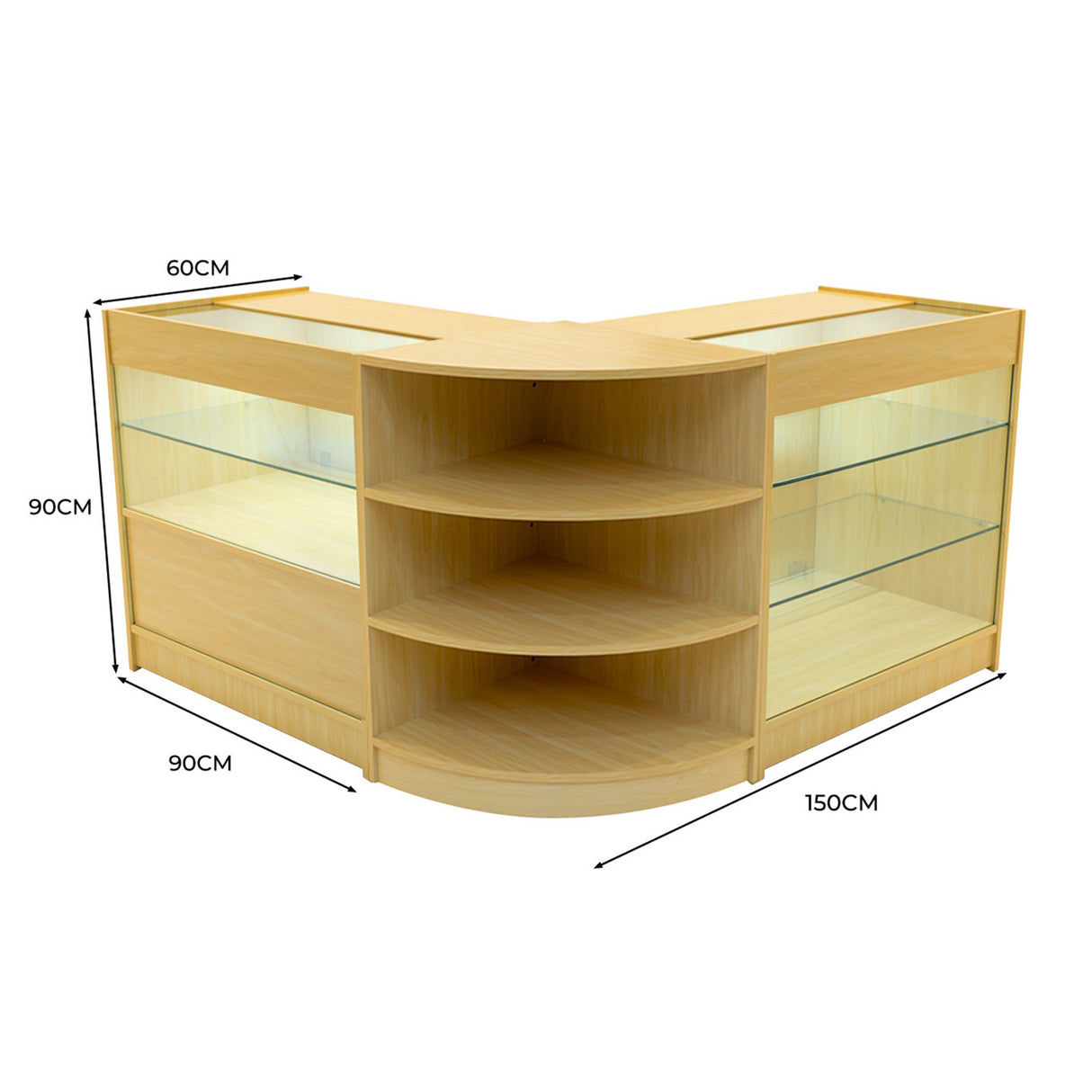 Set Mostradores Comerciales con Luz LED "CALLIOPE" LM60 + K900 + C900 – Arce