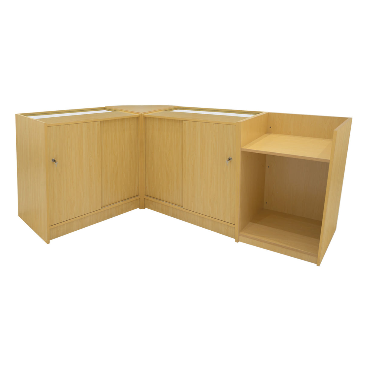 Set Mostradores Comerciales con Luz LED "PHOENIX" CM60 + 2xC900 + TB60 – Arce