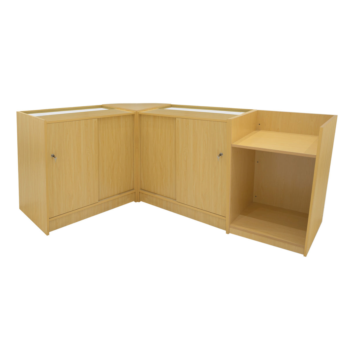 Set Mostradores Comerciales con Luz LED "SAGITTARIUS " LM60 + 2xB900 + TB60 – Arce