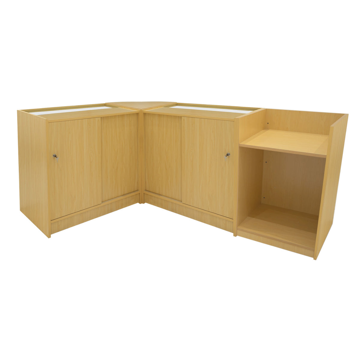 Set Mostradores Comerciales con Luz LED "ECLIPSE" LM60 + 2xC900 + TB60 – Arce