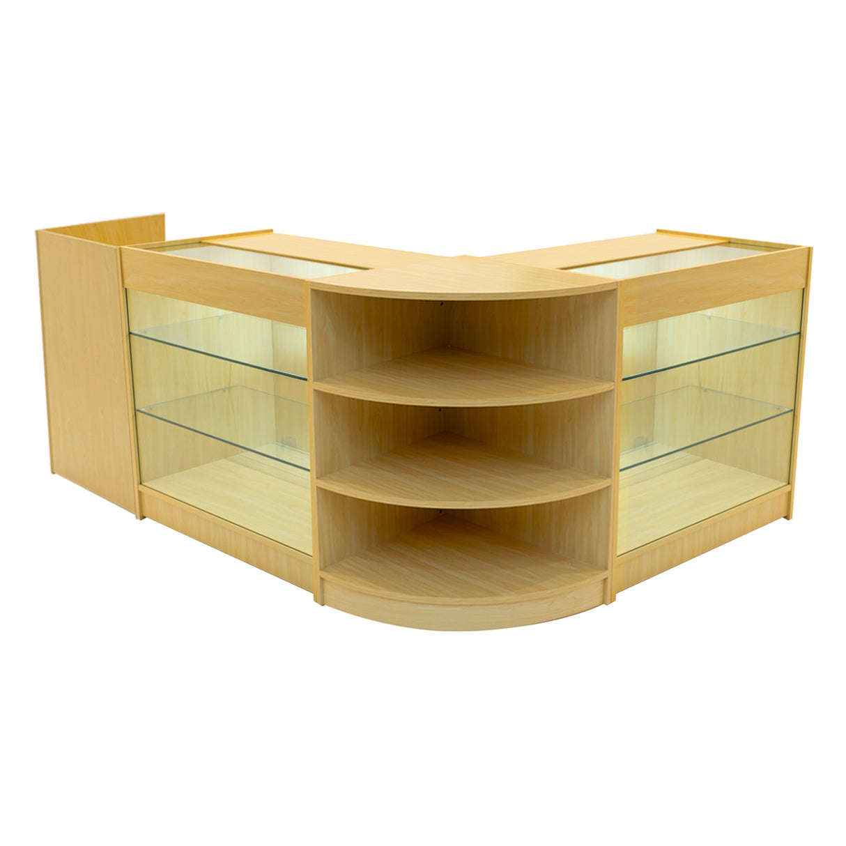 Set Mostradores Comerciales con Luz LED "ASTRO" LM60 + 2xK900 + TB60 – Arce