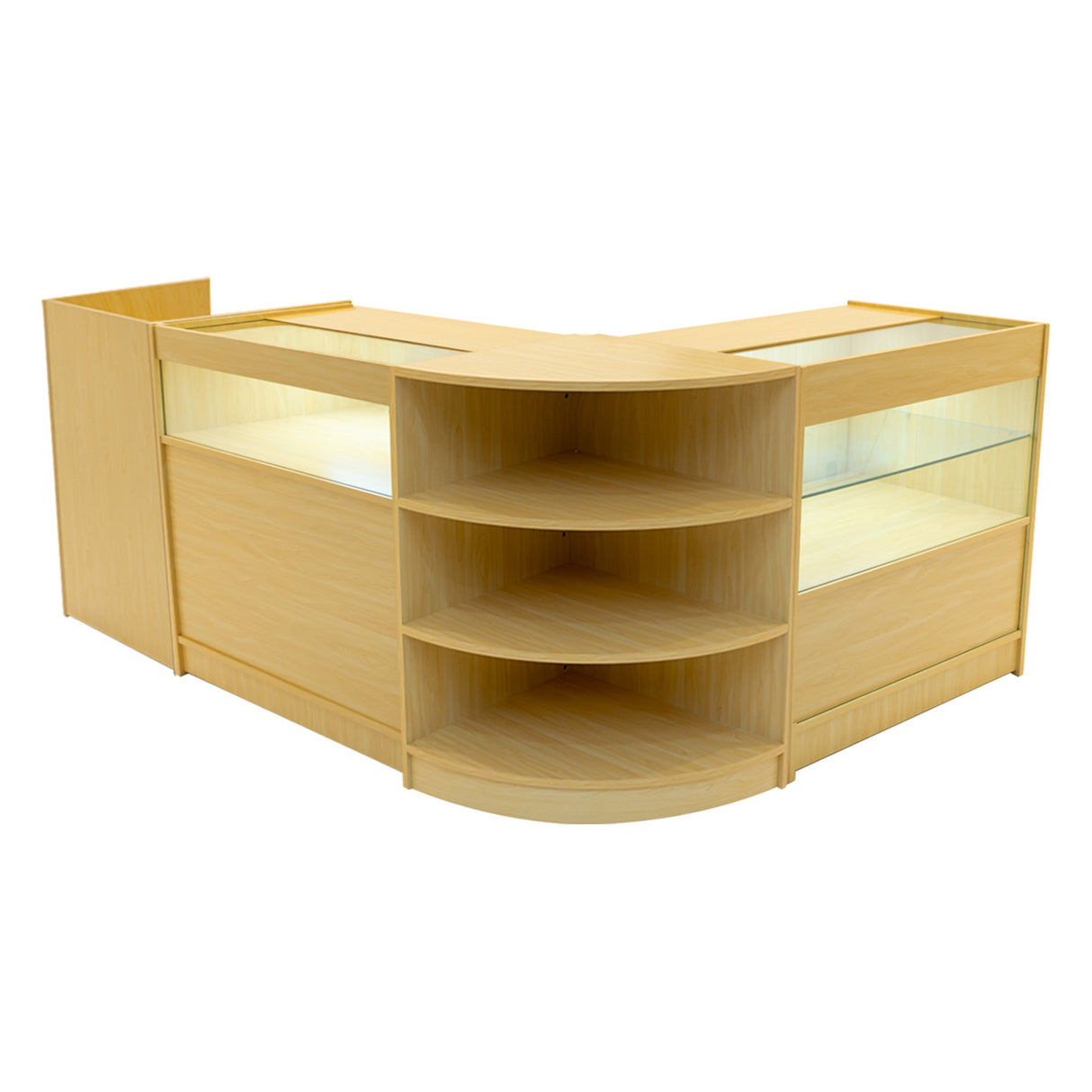 Set Mostradores Comerciales con Luz LED "EUROPA" LM60 + B900 + C900 + TB60 – Arce