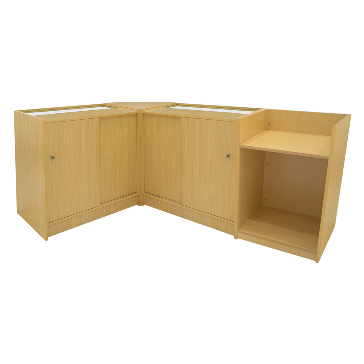 Set Mostradores Comerciales con Luz LED "EUROPA" LM60 + B900 + C900 + TB60 – Arce