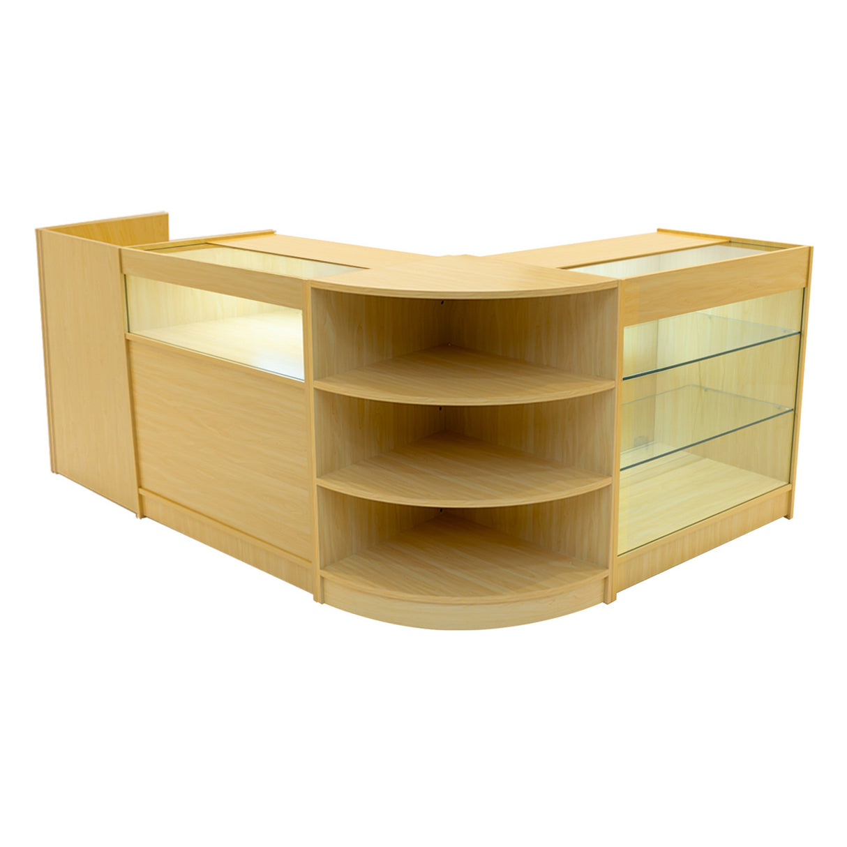 Set Mostradores Comerciales con Luz LED "HYPERION" LM60 + B900 + K900 + TB60 – Arce