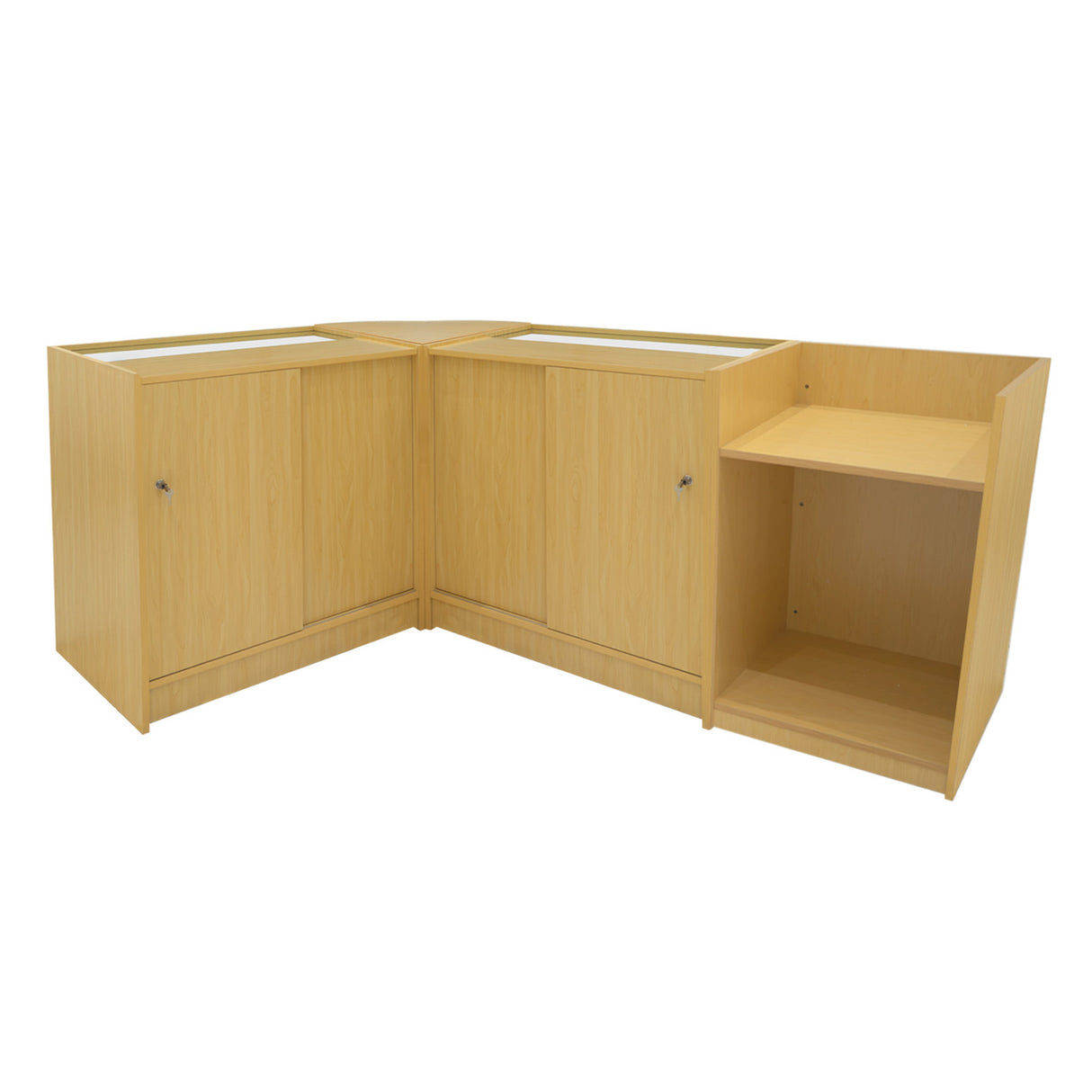 Set Mostradores Comerciales con Luz LED "HYPERION" LM60 + B900 + K900 + TB60 – Arce