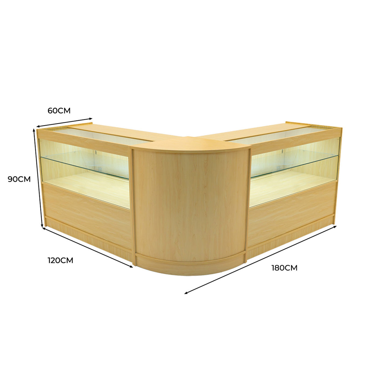 Set Mostradores Comerciales con Luz LED "SELENE" CM60+ 2x C1200 – Arce