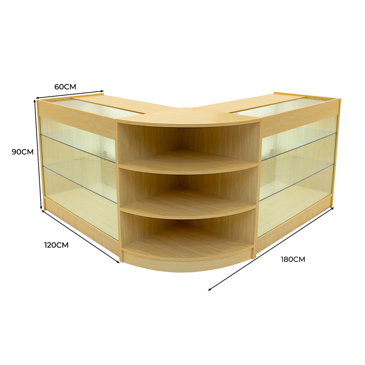 Set Mostradores Comerciales con Luz LED "APOLLO" LM60+ 2x K1200 – Arce