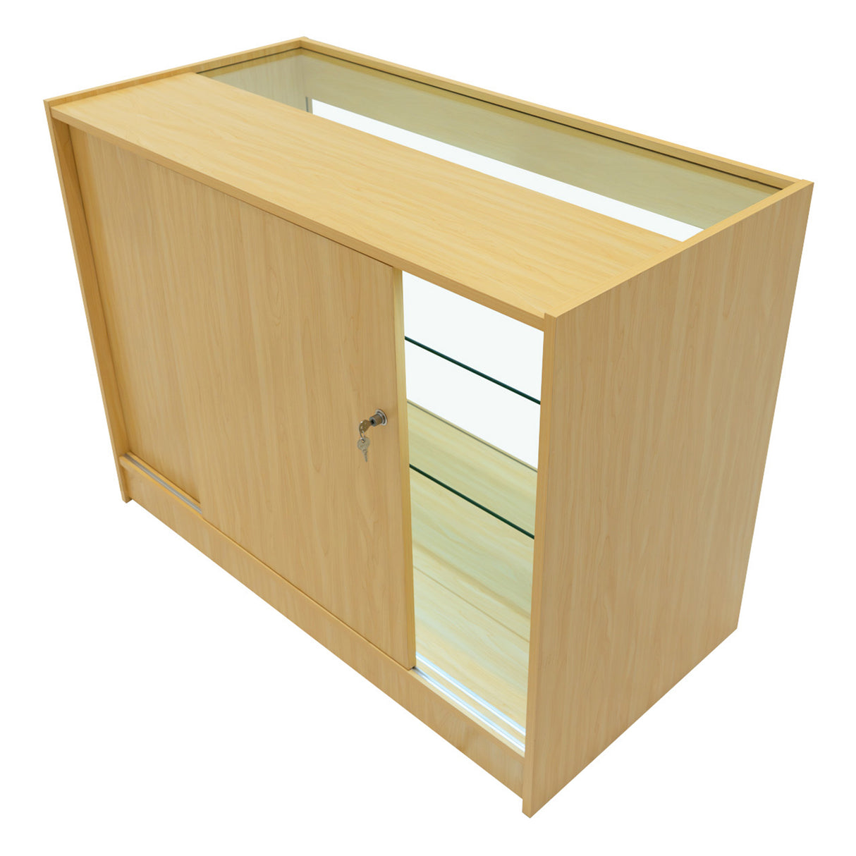 Set Mostradores Comerciales con Luz LED "ARIES" CM60 + 2xK1200 + TB60 – Arce