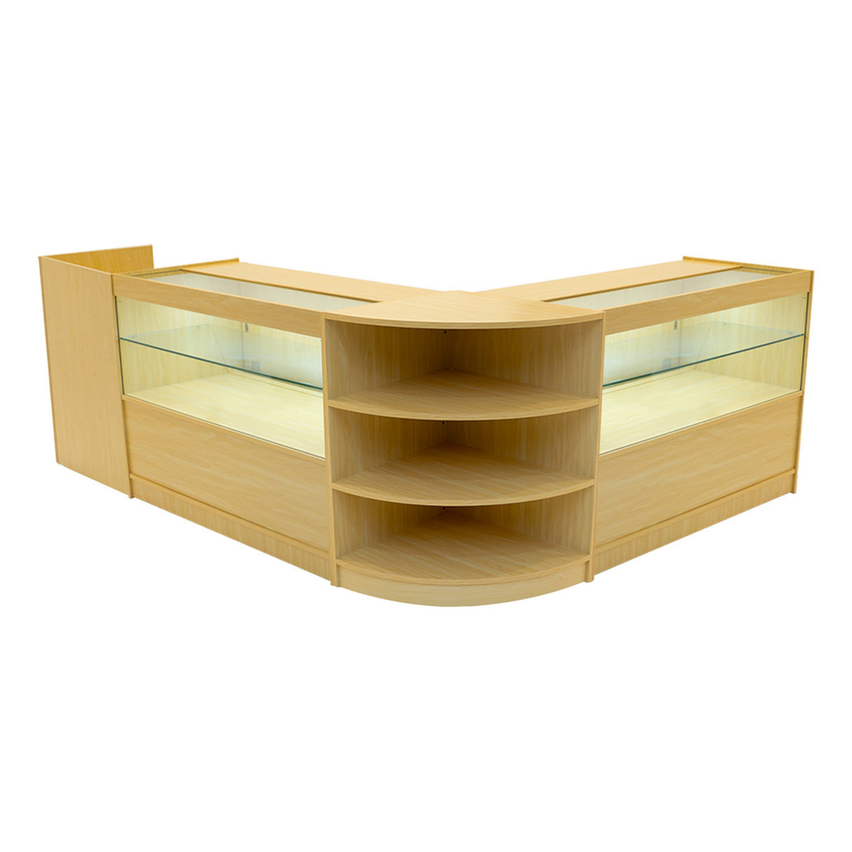 Set Mostradores Comerciales con Luz LED "ECLIPSE" LM60 + 2xC1200 + TB60 – Arce