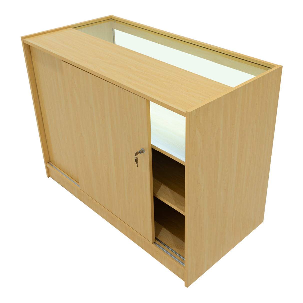 Set Mostradores Comerciales con Luz LED "EUROPA" LM60 + B1200 + C1200 + TB60 – Arce