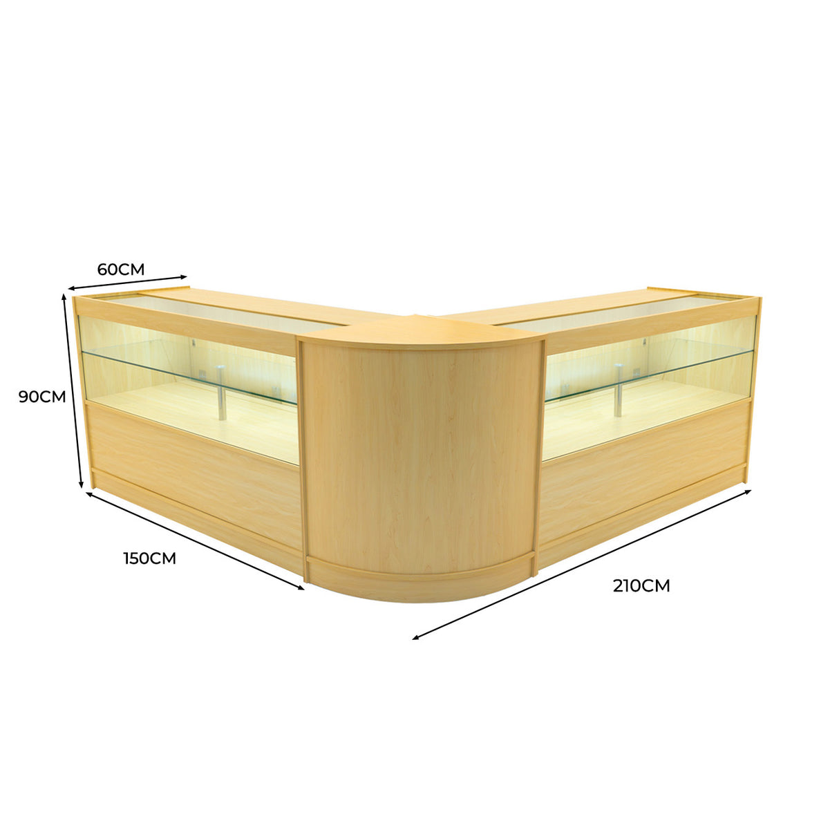Set Mostradores Comerciales con Luz LED "SELENE" CM60+ 2x C1500 – Arce