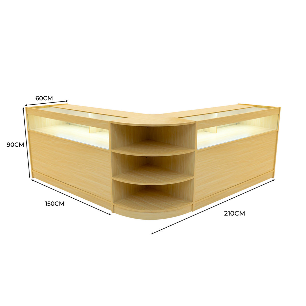 Set Mostradores Comerciales con Luz LED "THESEUS" LM60+ 2x B1500 – Arce