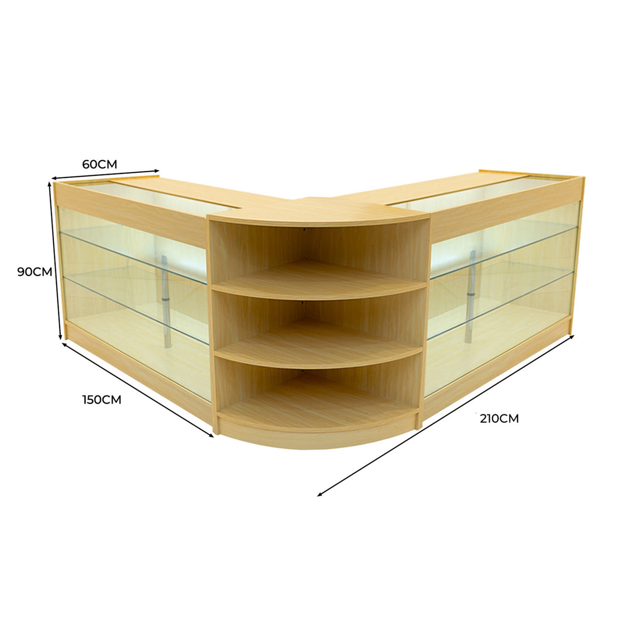 Set Mostradores Comerciales con Luz LED "APOLLO" LM60+ 2x K1500 – Arce