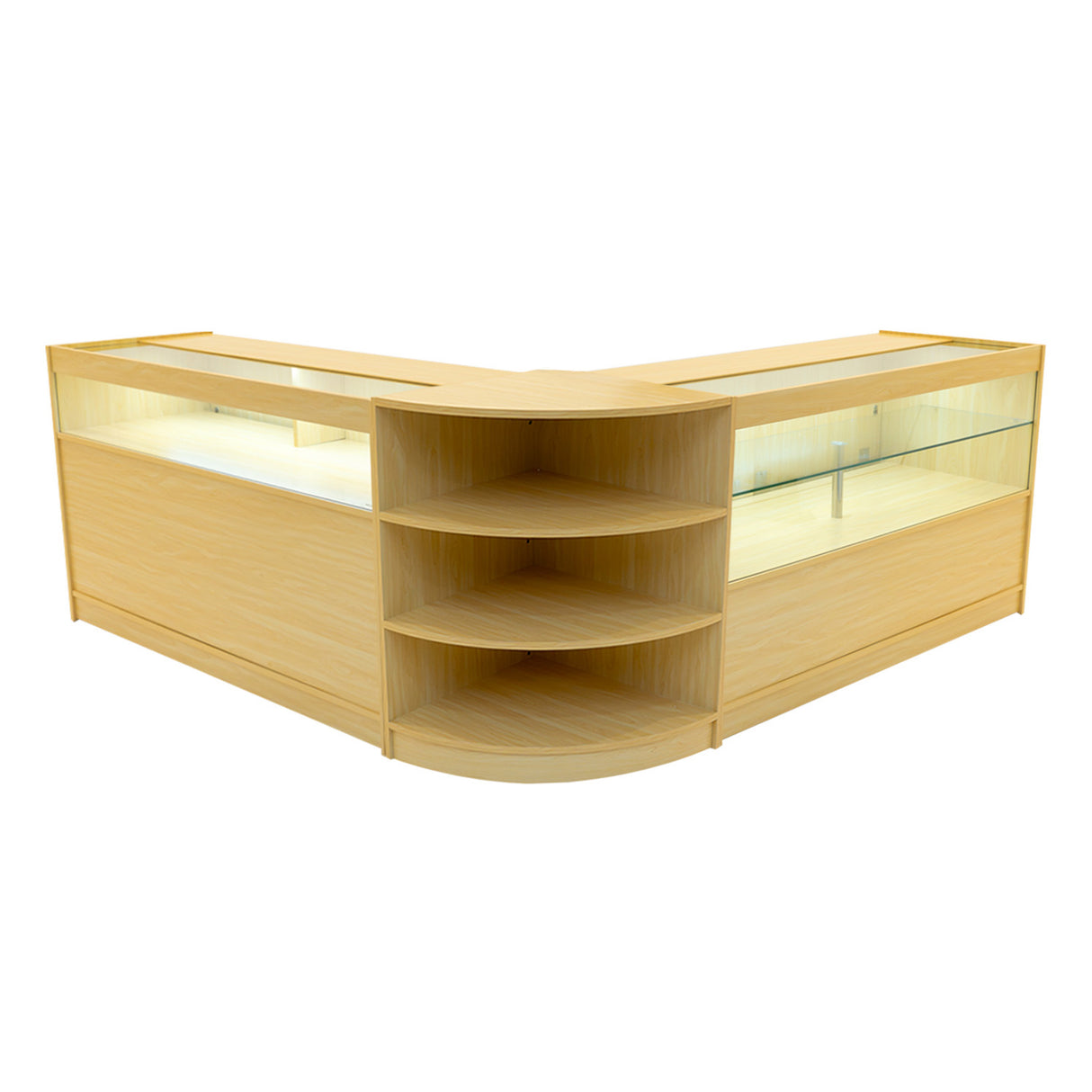 Set Mostradores Comerciales con Luz LED "HARMONIA" LM60 + B1500 + C1500 – color Arce