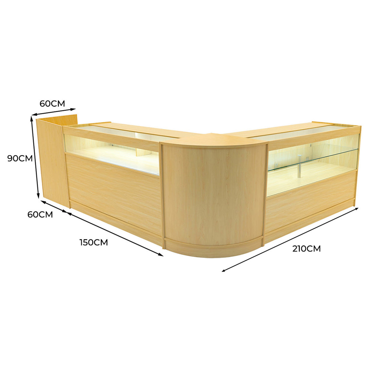 Set Mostradores Comerciales con Luz LED "GRAVITY" CM60 + B1500 + C1500 + TB60 – Arce