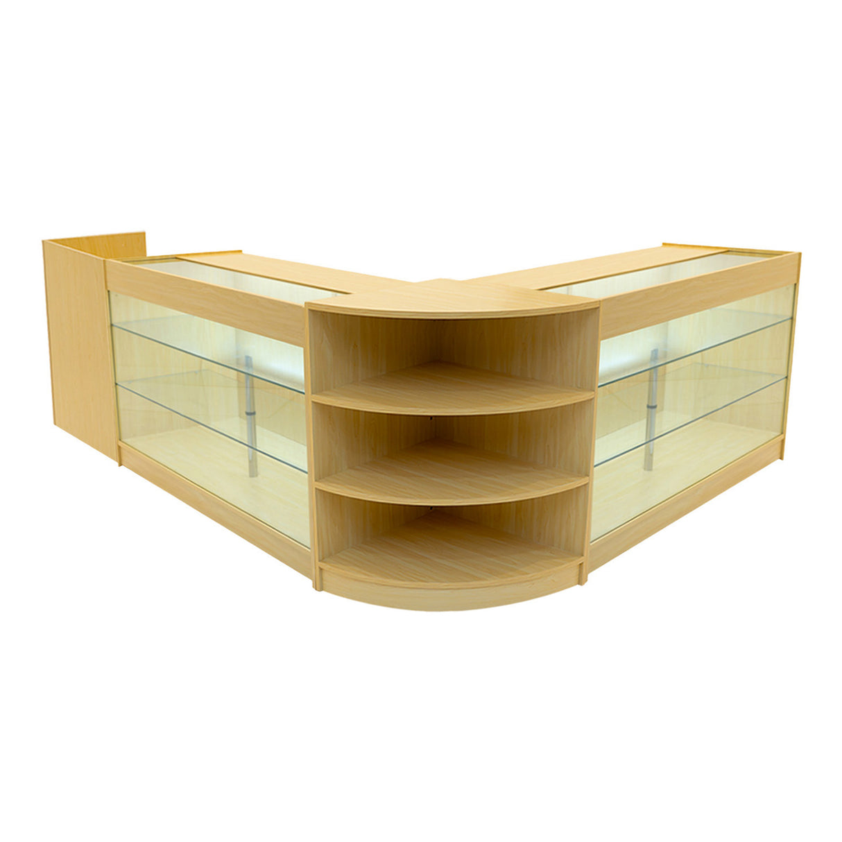 Set Mostradores Comerciales con Luz LED "ASTRO" LM60 + 2xK1500 + TB60 – Arce