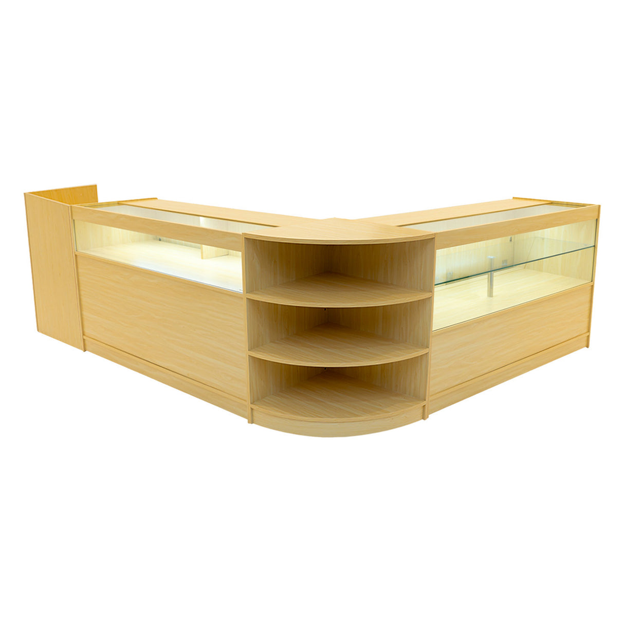 Set Mostradores Comerciales con Luz LED "EUROPA" LM60 + B1500 + C1500 + TB60 – Arce