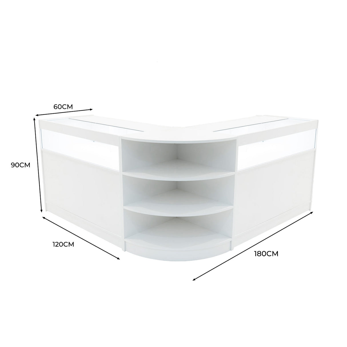 Set Mostradores Comerciales con Luz LED "THESEUS" LM60+ 2x B1200 – Blanco
