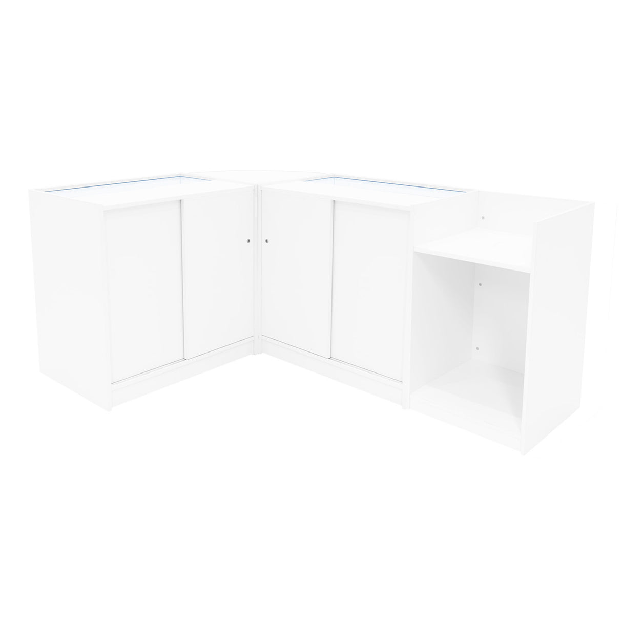 Set Mostradores Comerciales con Luz LED "POLARIS" CM60 + B900 + K900 + TB60 – Blanco