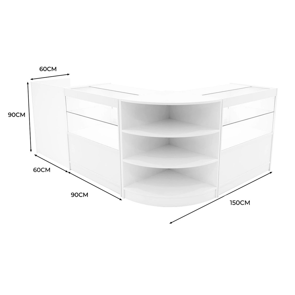 Set Mostradores Comerciales con Luz LED "ECLIPSE" LM60 + 2xC900 + TB60 – Blanco