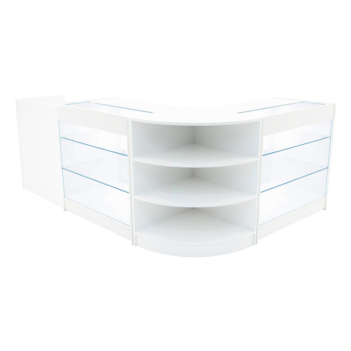 Set Mostradores Comerciales con Luz LED "ASTRO" LM60 + 2xK900 + TB60 – Blanco