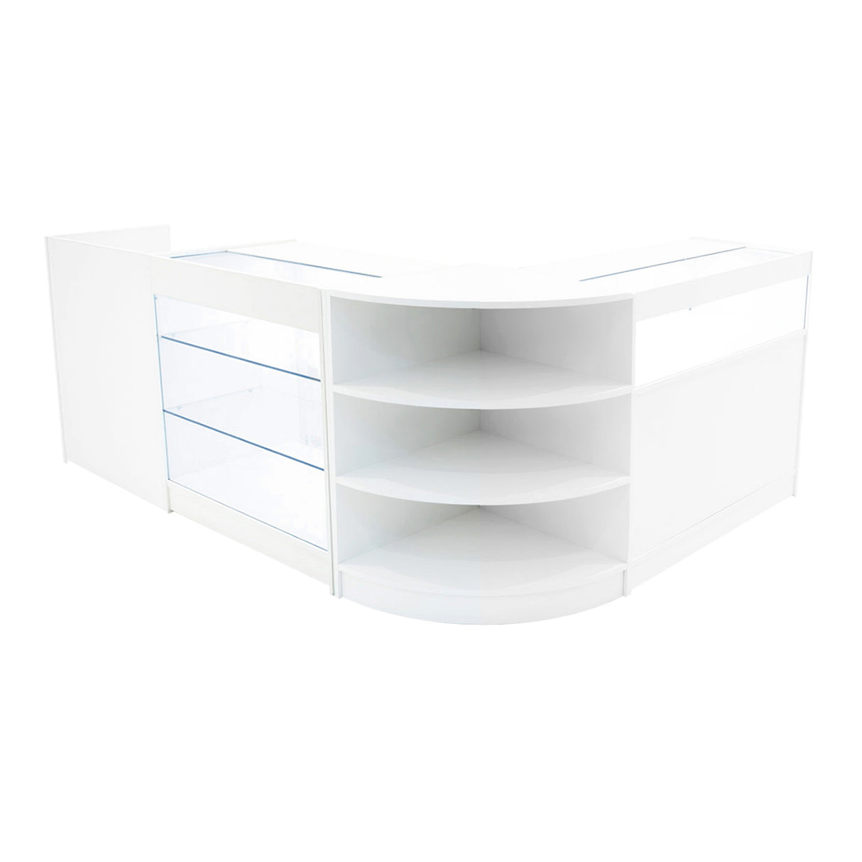 Set Mostradores Comerciales con Luz LED "HYPERION" LM60 + B900 + K900 + TB60 – Blanco